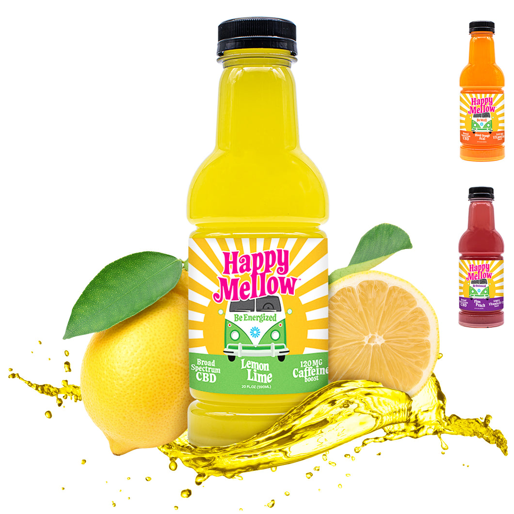 6-pack of Happy Mellow with Be Well Blood Orange Acai with Vitamin C, Be Energized Lemon-Lime with Caffeine and Vitamin D-3, and Be Balanced Plum Punch with Vitamin B-12